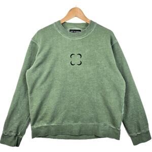 Saif Ud Deen Cold Dyed Logo Print Cotton Jersey Sweatshirt Green Large Casual